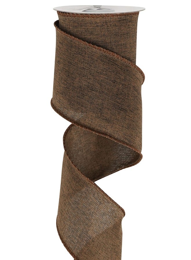 MEEDEE Brown Burlap Ribbon Wired 2.5 Inch x 10 Yards for Wreath Supplies Gift Wrapping Crafts - Image 1